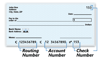 Numbers on Check - Locations